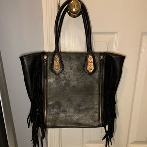 Large Black Fringe Tote